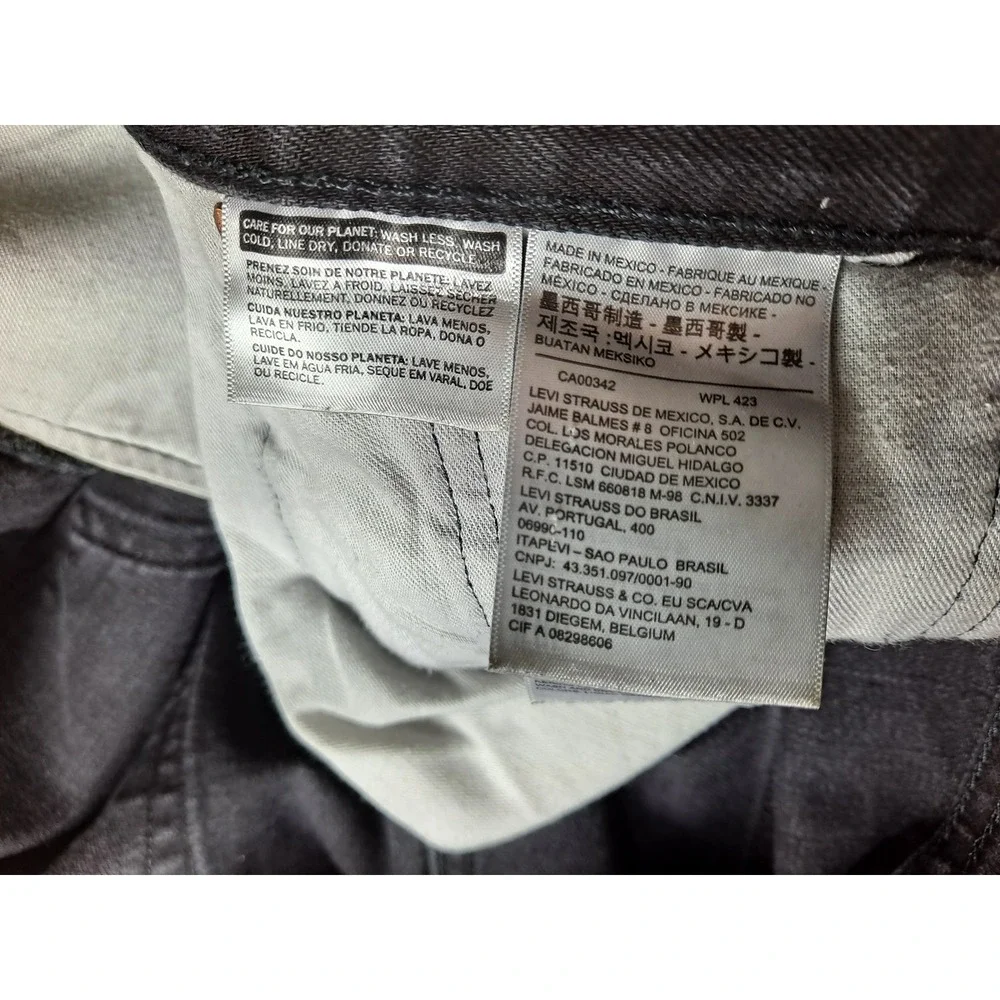Levi Strauss Co‎ Mens 501 Button Fly Jeans Black Straight Fit Size 44x32